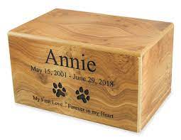 All of our cremation urns are suitable for pets but the ones on this page are designated pet urns for their size or design. Large Natural Finish Mdf Wood Pet Cremation Urn