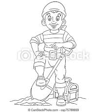 Free of treasure chest coloring pages are a fun way for kids of all ages to develop creativity, focus, motor skills and color recognition. Coloring Page With Pirate And Treasure Chest Coloring Page Colouring Picture With Cartoon Pirate With Treasure Chest Canstock