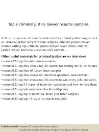 Top 8 Criminal Justice Lawyer Resume Samples