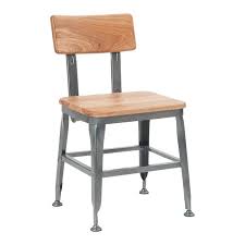 Dark Grey Industrial Style Metal Chair In Natural Wood Back And Seat Metal Chairs Restaurant Chairs White Dining Chairs