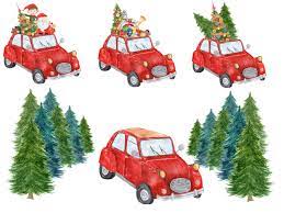 Watercolor Christmas Clipart Christmas Red Car Etsy Christmas Watercolor Christmas Clipart Christmas Car