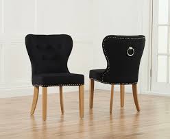 Set Of Four Kalim Vintage Style Dining Chairs With Chrome Back Rings Available In Two Colours Dining Chairs Fabric Dining Chairs Black Dining Chairs