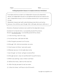 Finding Dependent Clauses Complex Sentences Worksheets Complex Sentences Worksheets Complex Sentences Writing Complex Sentences