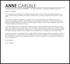 Dietetic Assistant Cover Letter Sample Cover Letter Templates Examples