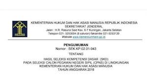 Nilai ambang batas tes kompetensi dasar seleksi calon pegawai negeri sipil tahun 2007. Link Pdf Pengumuman Skd Cpns 2018 Kemenkumham Silahkan Cek Nama Anda Disini Tribun Pekanbaru