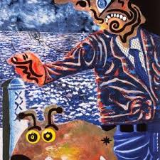 Le Promeneur Et Son Chien Materiaux Divers Sur Carton 80 X 60 Cm 1994 Collages Herve Di Rosa Chien