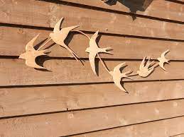 Swallow Wall Art Rusty Metal Swallows Sculpture Flock Of Etsy Rusty Metal Garden Art Metal Garden Art Rusty Metal
