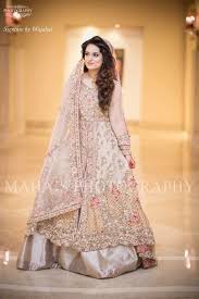 Beutifull Bridal Maxi In Pastel Pink And Shimmer Golden Color Model W Nameera By Farooq Bridal Maxi Dress Pakistani Bridal Dresses Indian Bridal Wear