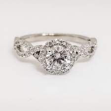 Round Halo Engagement Ring With Infinity Band Engagement Rings Twisted Round Halo Engagement Rings Engagement Rings Vintage Halo