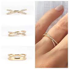 Diamond Crossover Ring Crossover Eternity Ring Double Etsy Crossover Diamond Ring Crossover Ring Eternity Ring