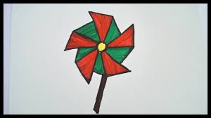 How To Draw A Paper Windmill Drawing For Kids Coloring For Kids Windmill Drawing Paper Windmill Drawing For Kids