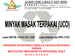 Hantarkan minyak tersebut ke pusat beli semula seperti jadual di bawah. Minyak Masak Terpakai Minyak Masak Terpakai Johor Bahru Jb Johor Pembekal Bekalan Agricode Green Sdn Bhd