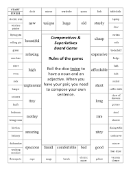 Are you feeling better or more better? Comparatives And Superlatives Board Game Games 2 Pdf Language Mechanics Domestic Implements