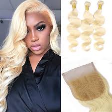 Alipearl hair 613 blonde weave hair deep wave hairstyles human hair bundles with closure 3 bundles and swiss lace deep wave closure ; Amazon Com Guanyuwigs 613 Blonde Hair Bundles With Closure Body Wave Brazilian Virgin Ramy Hair 4 4 Free Part Lace Closure With Bundles For Black Women Human Hair 150 Density 12 14 16 12inch Body Wave Beauty