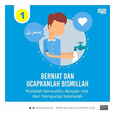 Wudhu memiliki syarat sah dan rukun yang wajib dikerjakan agar sah dan sesuai makruh berwudhu dengan air ghasab dan menjadi tidak sah jika berwudhu dengan air curian atau. Bismillah Download Tata Cara Berwudhu Poster Dakwah Islam Facebook