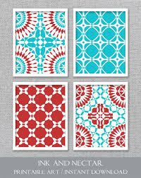 printable art, turquoise and red art