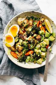 Roasted Vegetable Bowls With Green Tahini Pinch Of Yum Recipe Vegetarian Recipes Healthy Recipes Food