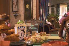 An apparent extension of gonzo's vision of the cosmic fish, ending with him flying . The Prop Gallery Kap N Alphabet Cereal Box