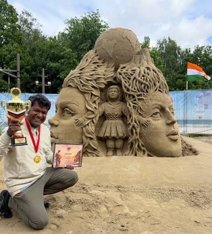 Heartiest congratulations to Shri Sudarsan Pattnaik Ji on winning the prestigious Russian Grand Sand Master Cup 2026 at the II International Festival of Sand Sculpture in Kaliningrad, becoming the first Indian sand