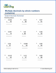 How to count decimal places in the product. Grade 6 Multiplication Of Decimals Worksheets Free Printable K5 Learning