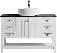 Beachcrest Home Nadel 48 Single Bathroom Vanity Set Single Bathroom Vanity Glass Countertops White Vessel Sink