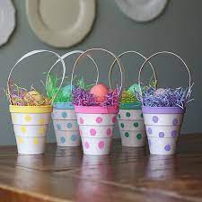 For an easter celebration later in the day, place the cookie cutters on a small plate and fill with pistachios or a single color of easter m&m's. Polka Dot Treat Cups Crafts By Amanda Easter Crafts Easter Treat Cups Easter Crafts For Kids