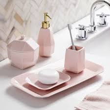 15 ideas to decorate a pink and white bathroom retro. Faceted Porcelain Bathroom Accessories Pink
