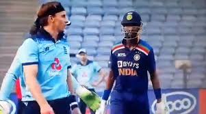 He made his international debut for the indian cricket team in november 2018. Krunal Pandya Reacts Angry To Tom Curran After Scoring 50 Points On His Debut Wwe Sports Jioforme