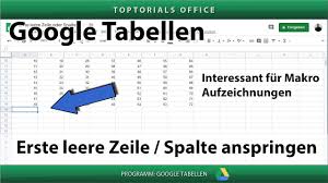 Wir rufen also in der zelle f3 der tabelle 1 die sverweis formel auf. Erste Leere Zeile Oder Spalte Anspringen Google Tabellen Youtube