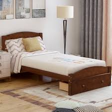 The bed is a platform bed, but the platform is a bookshelf which is wider than the bed itself. Red Barrel Studio Granita Twin Solid Wood Storage Platform Bed Reviews Wayfair