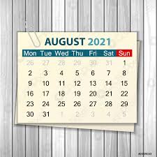 Calendario de festivos de agosto 2021: Calendario De Agosto De 2021 Sobre Madera Vector De Stock Crushpixel