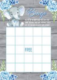 Our baby shower printables are free, and there are a variety of designs and fonts to choose from. Blue Elephant Baby Shower Bingo Game Printable Announce It