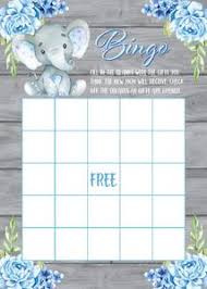 Lions, giraffes, and zebras are just some of the animals on this adorable invitation printable. Blue Elephant Baby Shower Bingo Game Printable Announce It