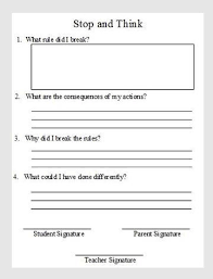 Behavior Think Sheets Behavior Reflection Think Sheets Student Behavior