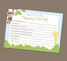 There is something magical about a wish that just can't be described. Party Games Activities Jungle Animals Safari Friends Printable Baby Shower Wishes For Baby Advice Cards Home Garden