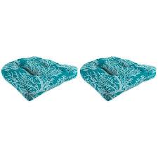 Jordan Manufacturing Outdoor Patio Wicker Chair Cushion Set Seacoral Turquoise Walmart Com Wicker Chair Cushions Outdoor Dining Chair Cushions Jordan Manufacturing