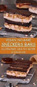 These No Bake Vegan Snickers Bars Are The Perfect Treat Because They Contain A Delicious Caramel Chocolat Vegan Dessert Recipes Vegan Desserts Vegan Treats