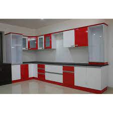 Red kitchens invoke feelings of passion, hunger and remind us of many beautiful and delicious red foods. Red And White L Shape Modern Pvc Modular Kitchen Rs 1100 Square Feet Patni Construction Id 19209862791