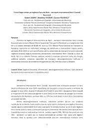 A fost întocmit pentru că am fost obligaţi de uniunea la începutul lunii octombrie, ministrul transporturilor, ioan rus, a prezentat master planul general de transport al româniei în faţa comisiilor parlamentare de. Pdf Trenul Regio Urban Pe LegÄƒtura Gara De Nord Aeroport InternaÈ›ional Henri CoandÄƒ BucureÈ™ti