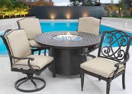 No items were found at the store selected. Bahama Outdoor Patio 5pc Dining Set With 50 Inch Round Fire Table Series 4000 Zenpatio