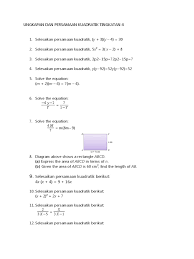 Khas untuk pelajar yang memerlukan ulangkaji topik persamaan kuadratik matematik tingkatan 4. Form 4 Ungkapan Dan Persamaan Kuadratik Tingkatan 4 Docx
