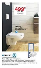Type caisson ou mur à. Offre Pack Wc Suspendu Cocktail Geberit Chez Castorama