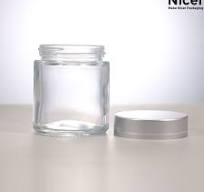 Standard 80g empty clear glass wide mouth jar with electroplated silver cap