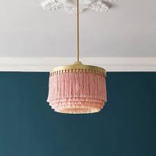 Stylish Pink Yellow Pendant Light Fringe Pendant Light Tassel Lighting Boho 1 Light Pendant Light In Gold Finish Pendant Lights Ceiling Lights Lighting