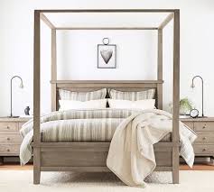 Hillsdale furniture cumberland king metal canopy bed without frame brushed white by hillsdale furniture. Farmhouse Canopy Bed Wooden Beds Pottery Barn