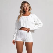 Shop all the latest unif collections as well as online exclusives! Two Piece Set Knitted Co Ord Long Sleeve Crop Top And Shorts Or Skirt Women Outfits Perfect Booty Shaping Boutique