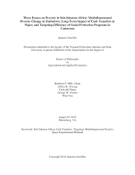 Aspects to cover in a poverty essay. Pdf Three Essays On Poverty In Sub Saharan Africa Multidimensional Poverty Change In Zimbabwe Long Term Impact Of Cash Transfers In Niger And Targeting Efficiency Of Social Protection Programs In Cameroon