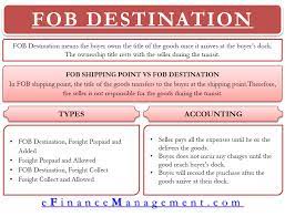 Terms indicating that the seller will incur the delivery expense to get the goods to the destination. Fob Destination Meaning Types Importance And More