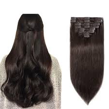Imagine a hula skirt of hair with. S Noilite Remy Clip In Full Head Straight 100 Human Hair Extensions 8 Pcs Dark Brown 10 75g Walmart Com Walmart Com