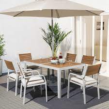 Sjalland Table 6 Armchairs Outdoor Light Brown Froson Duvholmen Beige Ikea Wooden Outdoor Furniture Ikea Stained Table